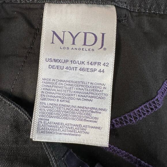 NYDJ Shorts Black Womens 10 Linen LiftXTuck Technology High-Rise Bermuda Casual - Picture 6 of 7